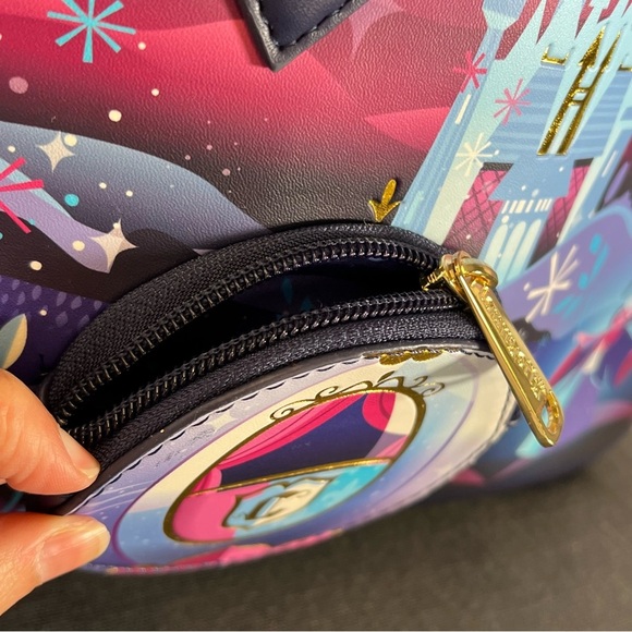 Loungefly Cinderella Castle Chain Strap Crossbody Bag Blue-Purple - Picture 3 of 13